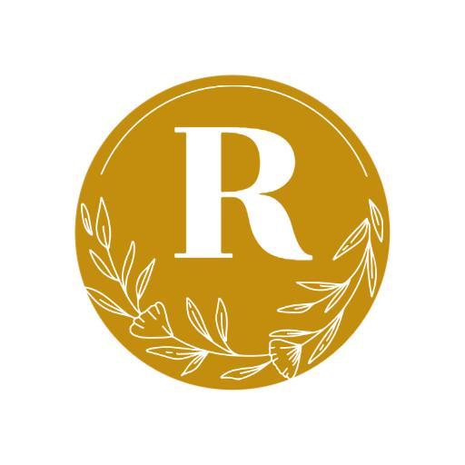 Elegant Gold and White Initial R Design Featuring Leaves Logo Template