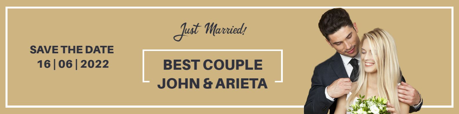 Elegant Gold and White Wedding Announcement Banner Template