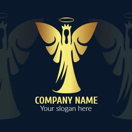 Elegant Gold Angel Design Representing Luxury Services Logo Template