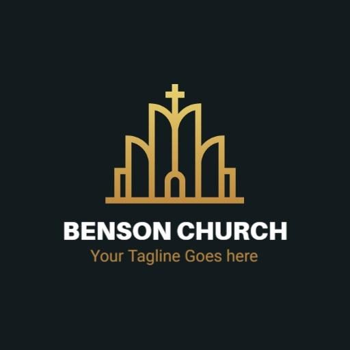 Elegant Gold Architectural Design Representing Benson Church Logo Template