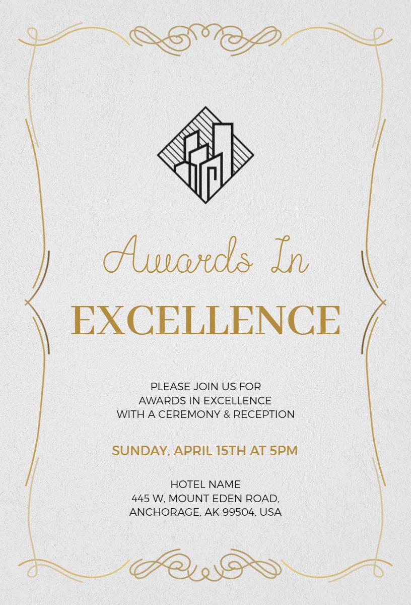 Elegant Gold Awards Ceremony Excellence Invitation Template