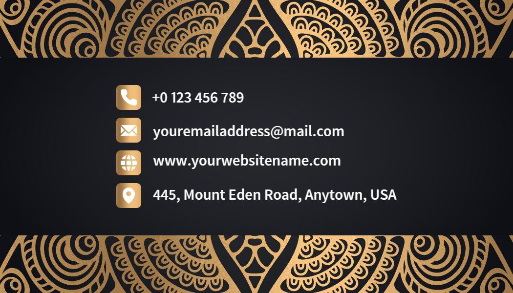 Elegant Gold Barber Henna Artist Business Card Template