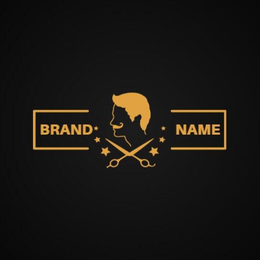 Elegant Gold Barber Silhouette Representing Luxury Services Logo Template
