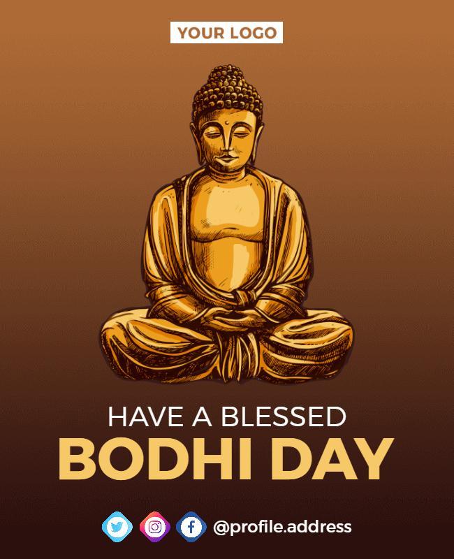 Elegant Gold Buddha Design for Bodhi Day Celebration Poster Template