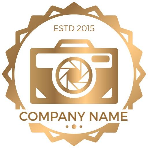 Elegant Gold Camera Design Showcasing Photography Circle Logo Template