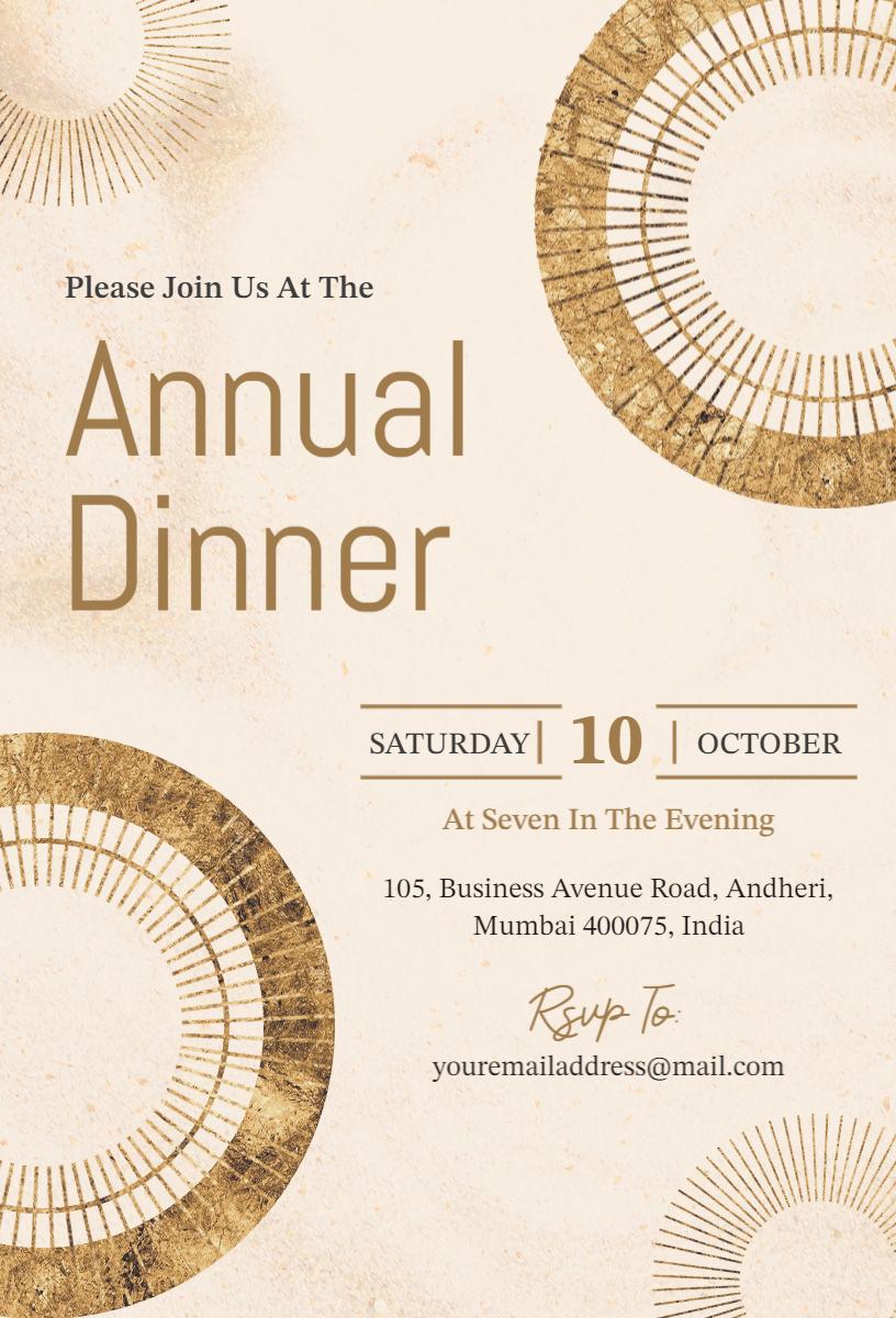 Elegant Gold Circle Annual Dinner Celebration Invitation Template