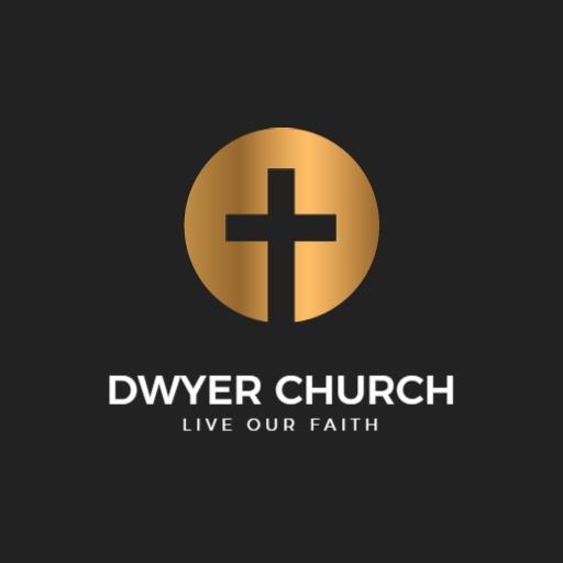 Elegant Gold Circle with Cross Symbolizing Faith in Church Logo Template