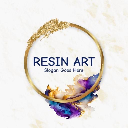 Elegant Gold Circular Design with Colorful Swirls in Resin Art Logo Template