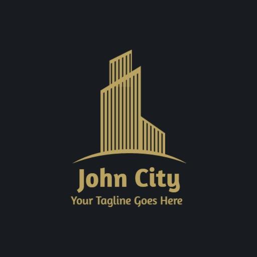 Elegant Gold City Skyline Design Highlighting Urban Development Logo Template