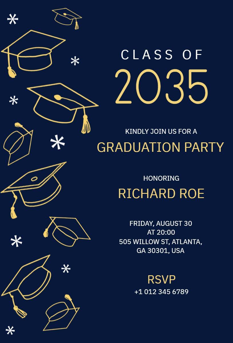 Elegant Gold Class of 2035 Graduation Party Invitation Template