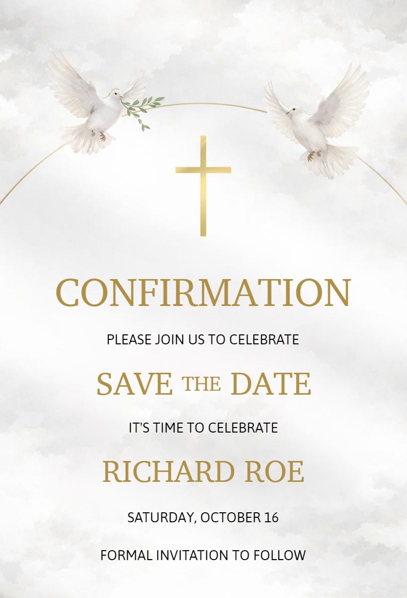 Elegant Gold Confirmation Ceremony Invitation Template