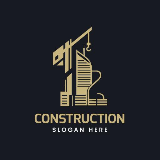 Elegant Gold Crane and Building Design for Construction Logo Template