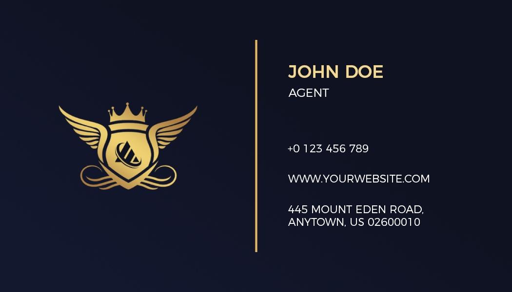 Elegant Gold Crown Logo Personal Business Card Template