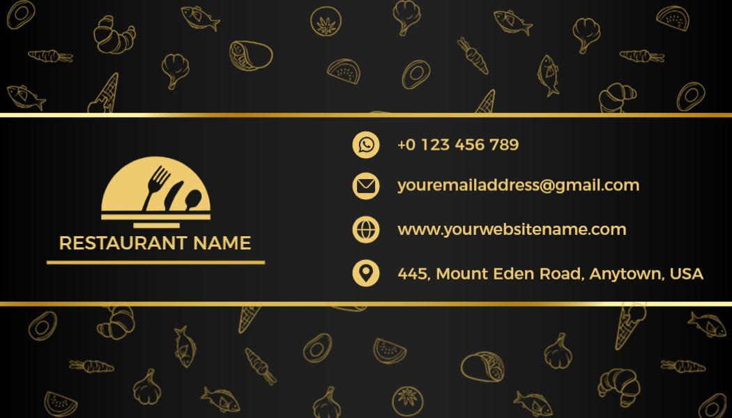 Elegant Gold Culinary Art Restaurant Business Card Template