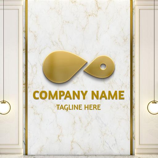 Elegant Gold Design on Marble Wall Background Mockup Template