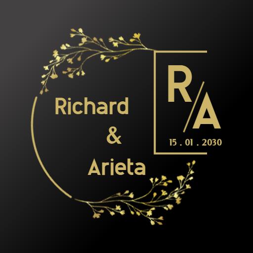 Elegant Gold Floral Design Celebrating a Wedding Logo Template