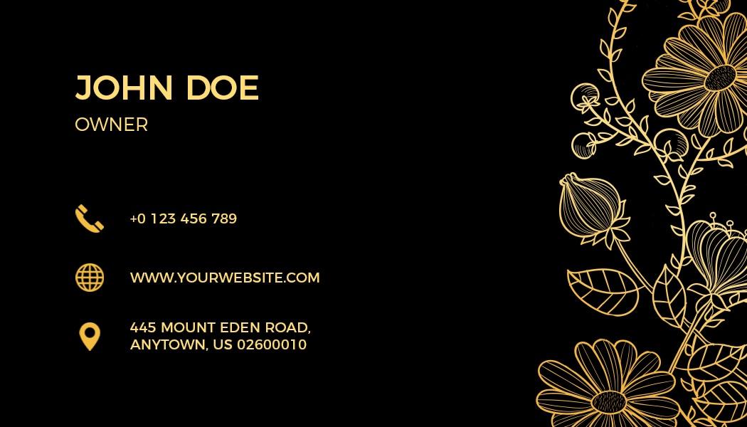 Elegant Gold Floral Luxury Business Card Template