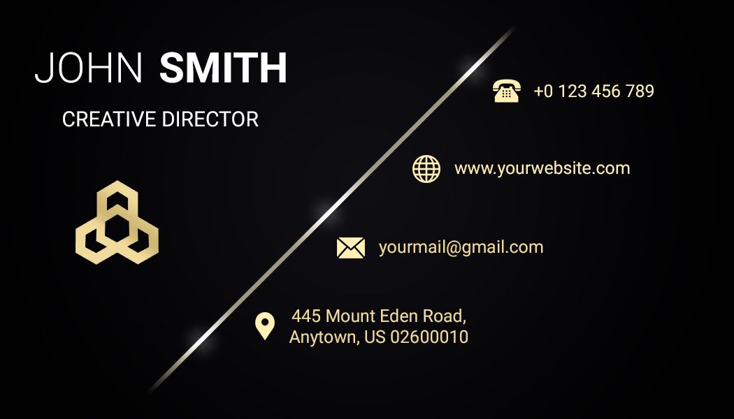 Elegant Gold Geometric Creative Director Visiting Card Template