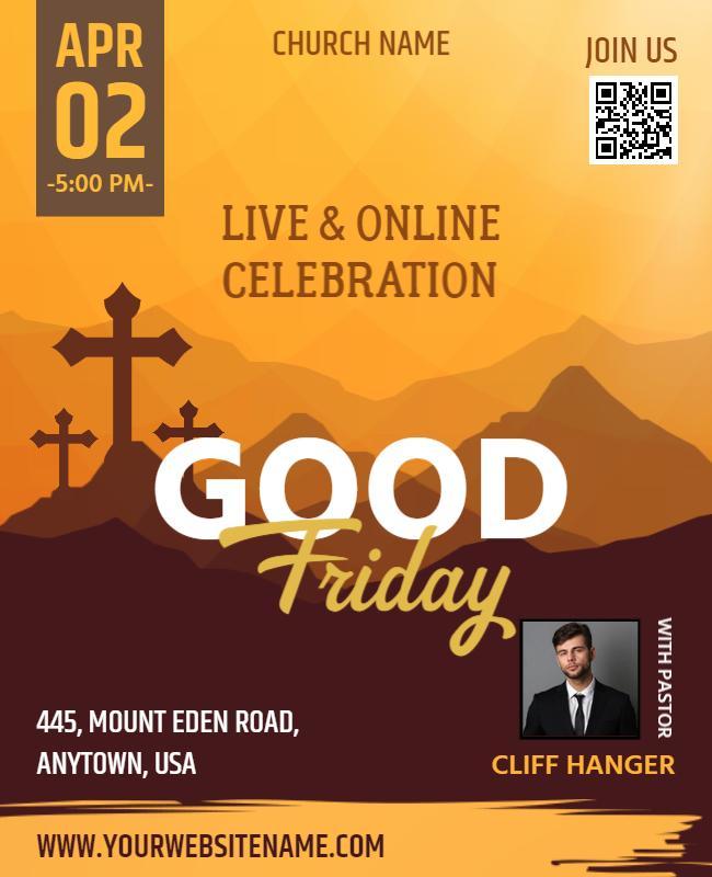 Elegant Gold Good Friday Live Celebration Poster Template