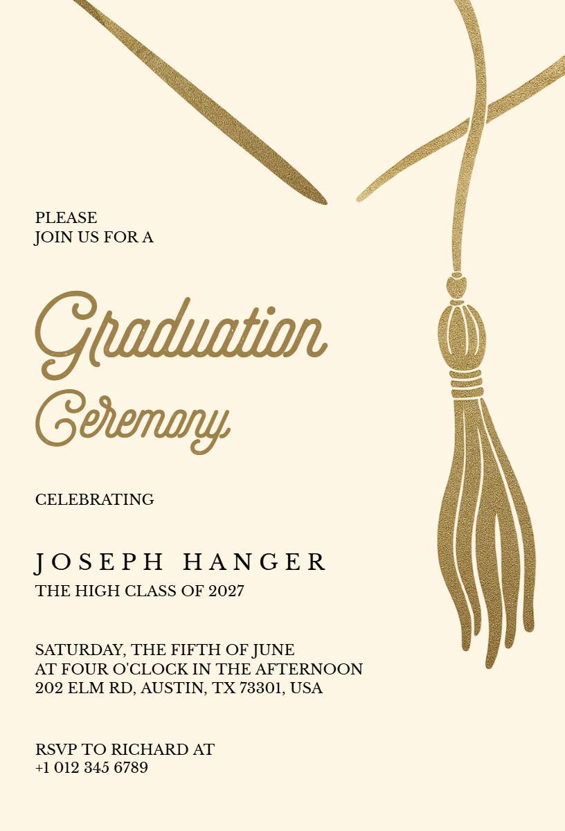 Elegant Gold Graduation Ceremony Celebration Invitation Template