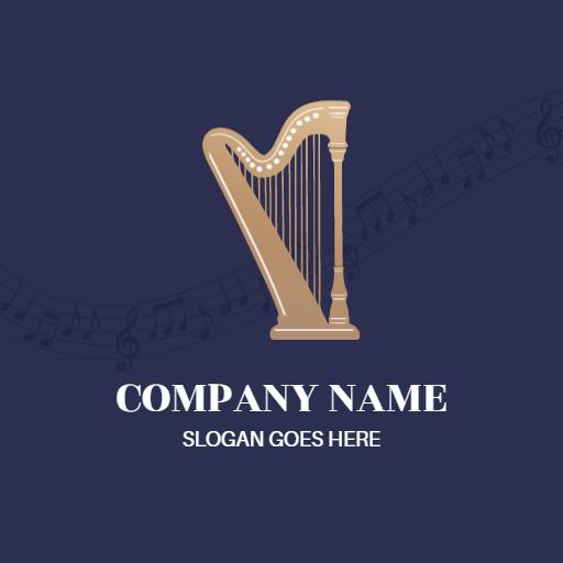 Elegant Gold Harp Design Representing Classical Music Logo Template