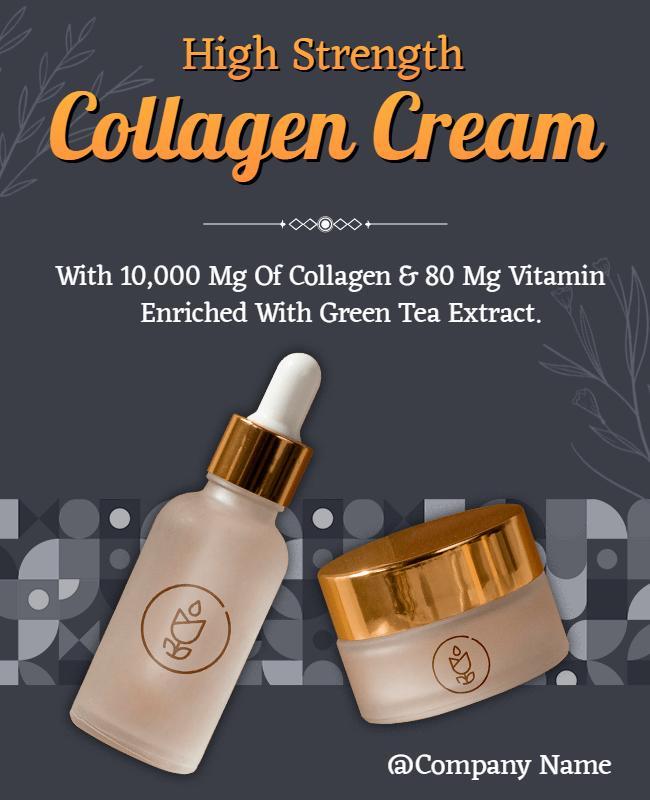 Elegant Gold High Strength Collagen Cream Product Poster Template