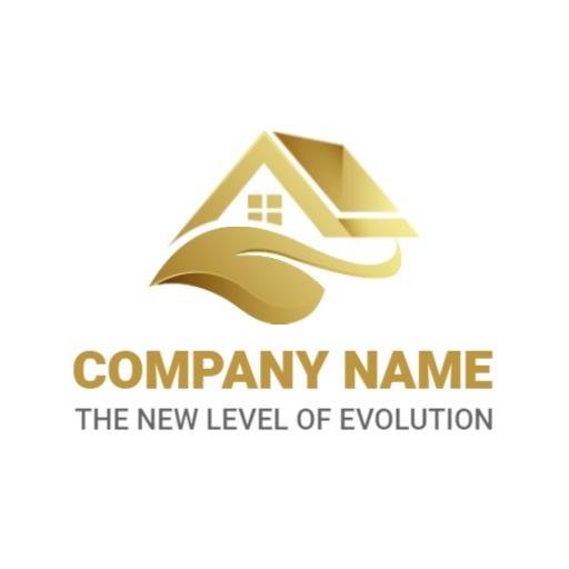Elegant Gold House Design Showcasing Architect Innovation Logo Template