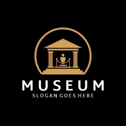 Elegant Gold Iconic Museum Building with Artistic Elements Logo Template