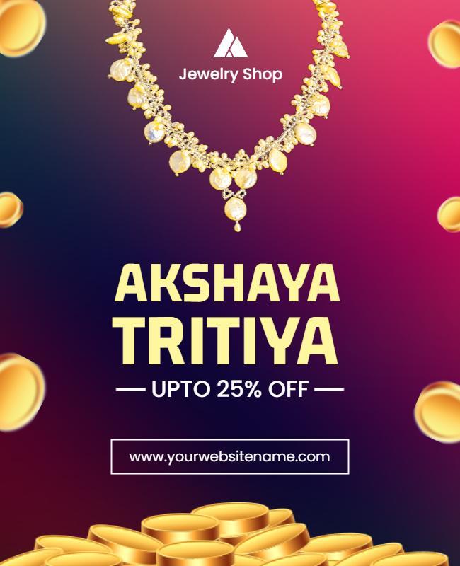 Elegant Gold Jewelry Promotion for Akshaya Tritiya Poster Template