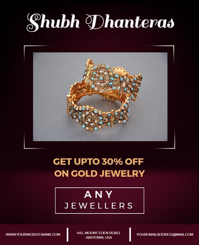 Elegant Gold Jewelry Promotion for Dhanteras Flyer Template