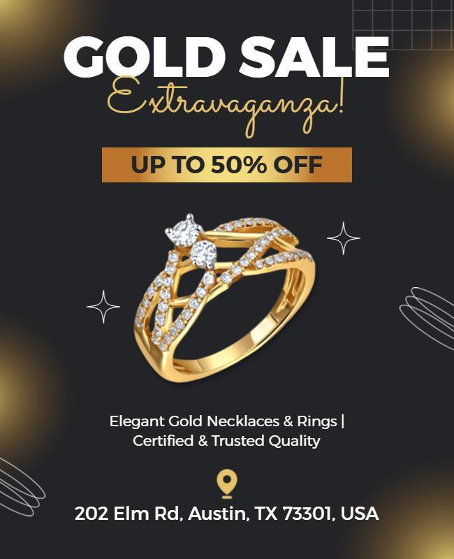 Elegant Gold Jewelry Sale Extravaganza Discount Poster Template