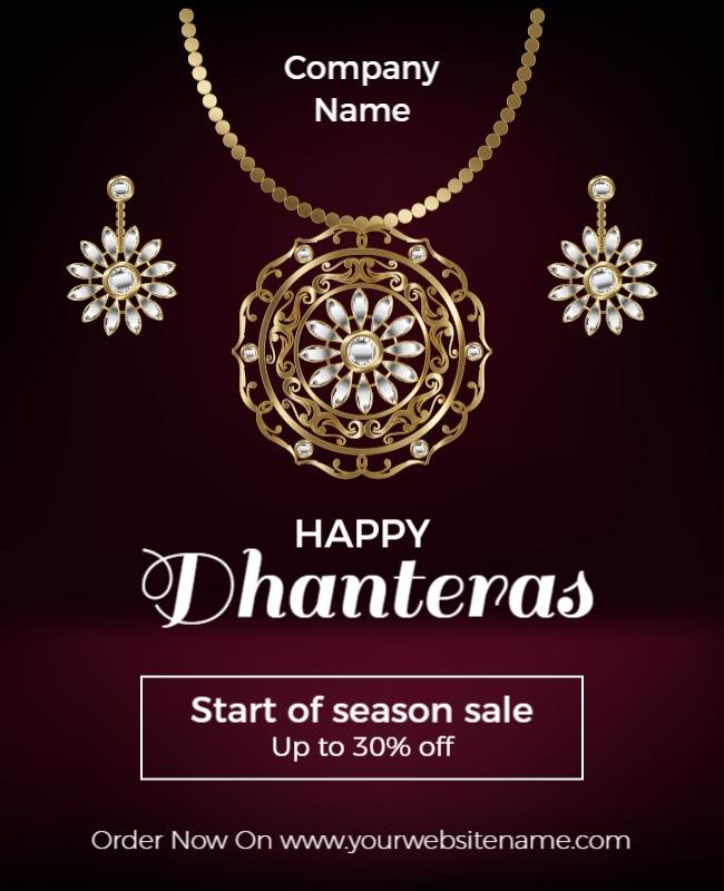 Elegant Gold Jewelry Sale for Dhanteras Poster Template