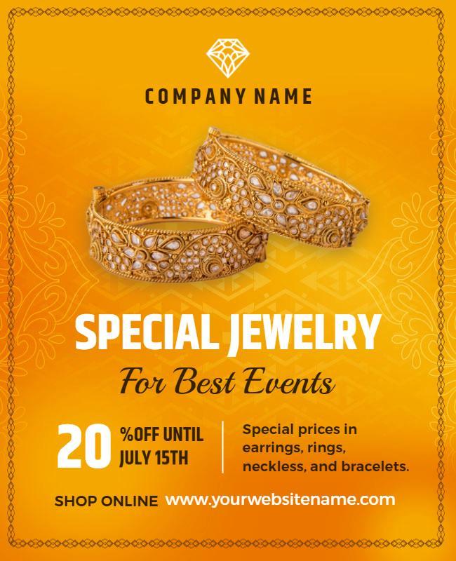Elegant Gold Jewelry Sale for Special Events Poster Template