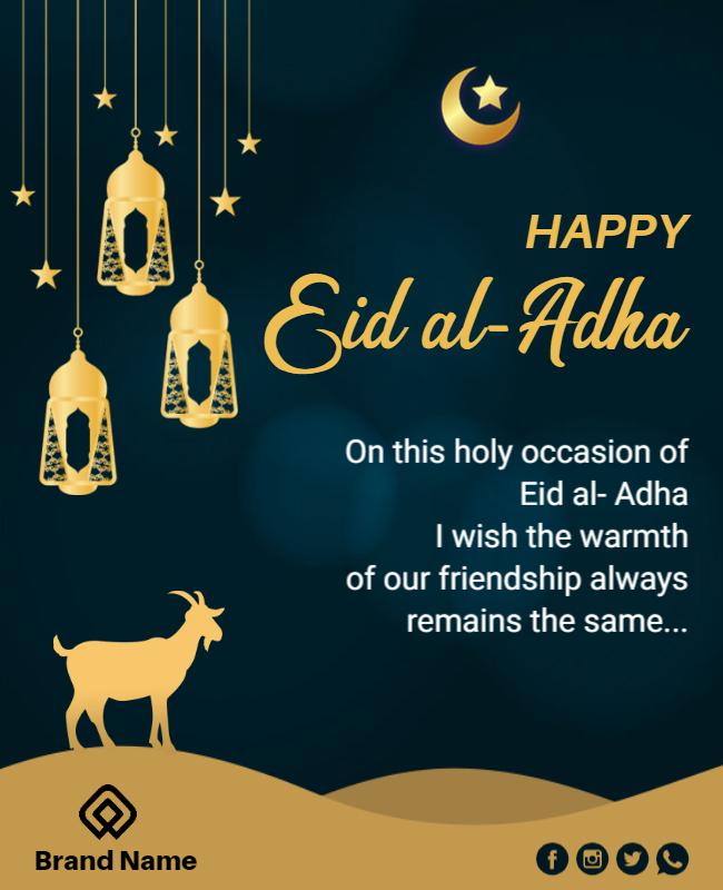 Elegant Gold Lanterns Eid al-Adha Celebration Flyer Template