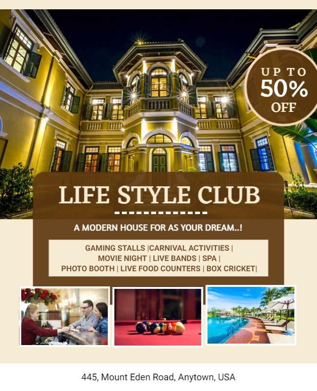 Elegant Gold Lifestyle Club Event Promotion Poster Template