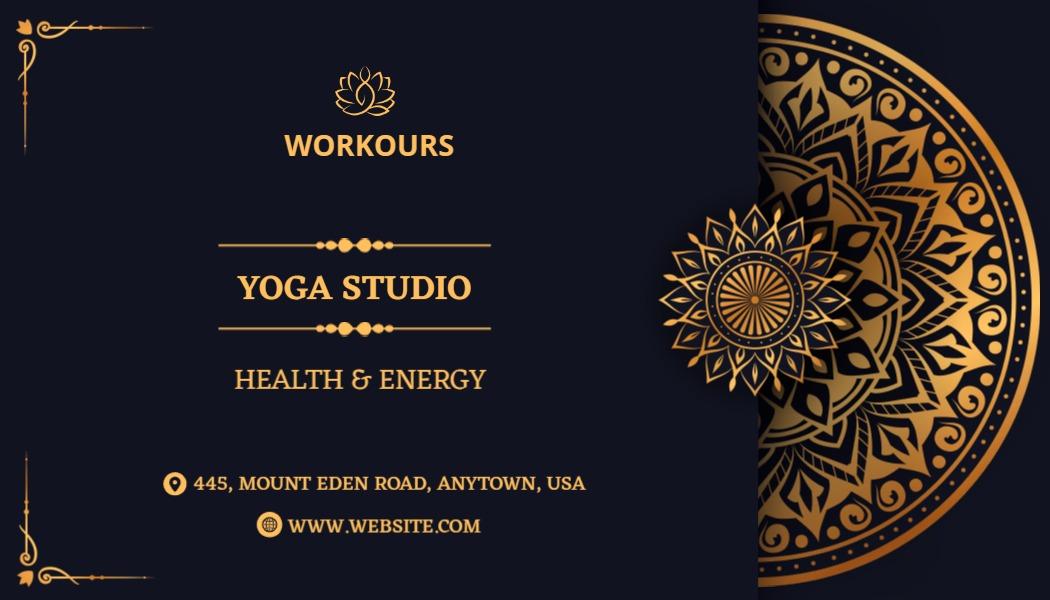 Elegant Gold Mandala Design for Yoga Studio Business Card Template