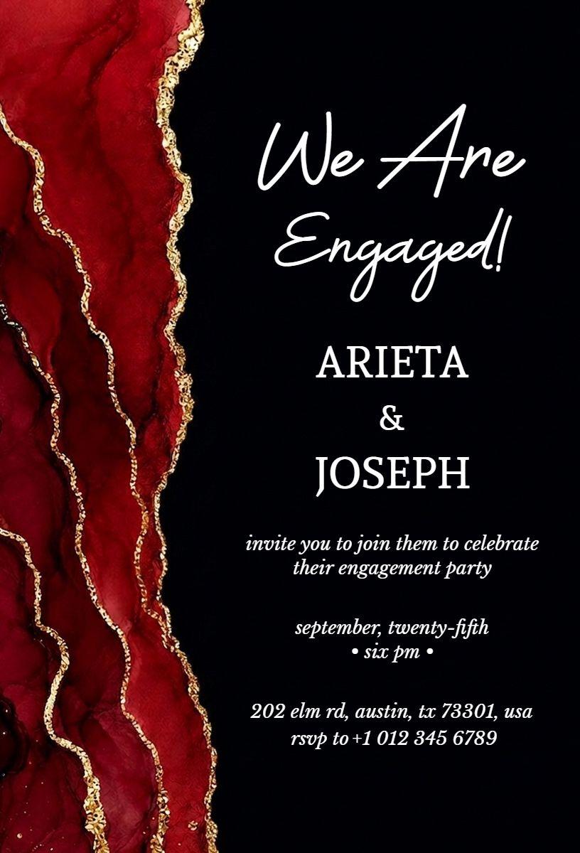 Elegant Gold Marbled Engagement Celebration Invitation Template