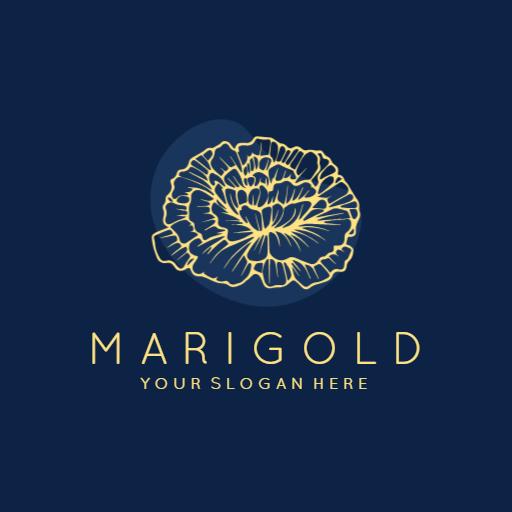 Elegant Gold Marigold Floral Design and Branding Logo Template