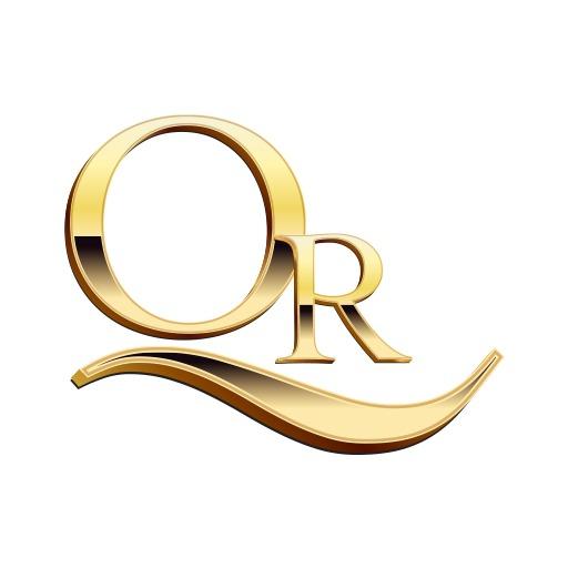Elegant Gold Monogram Featuring QR Initials and Curved Design Logo Template