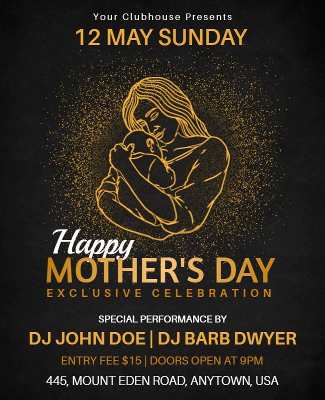 Elegant Gold Mother's Day Celebration Event Poster Template