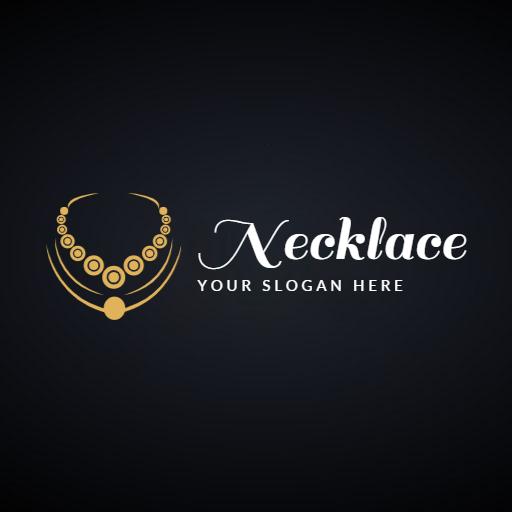 Elegant Gold Necklace Design on Dark Background Logo Template