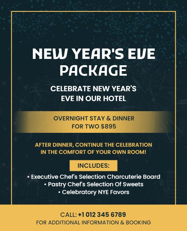 Elegant Gold New Year's Eve Celebration Package Poster Template