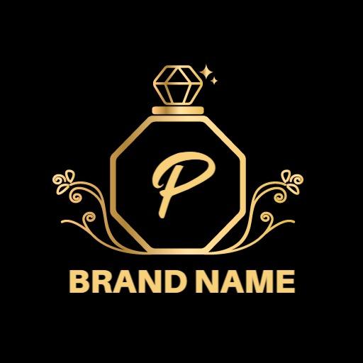 Elegant Gold Perfume Bottle Design Representing Royal Essence Logo Template