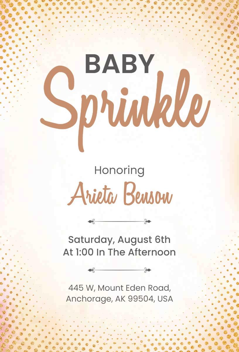 Elegant Gold Polka Dot Baby Sprinkle Celebration Invitation Template