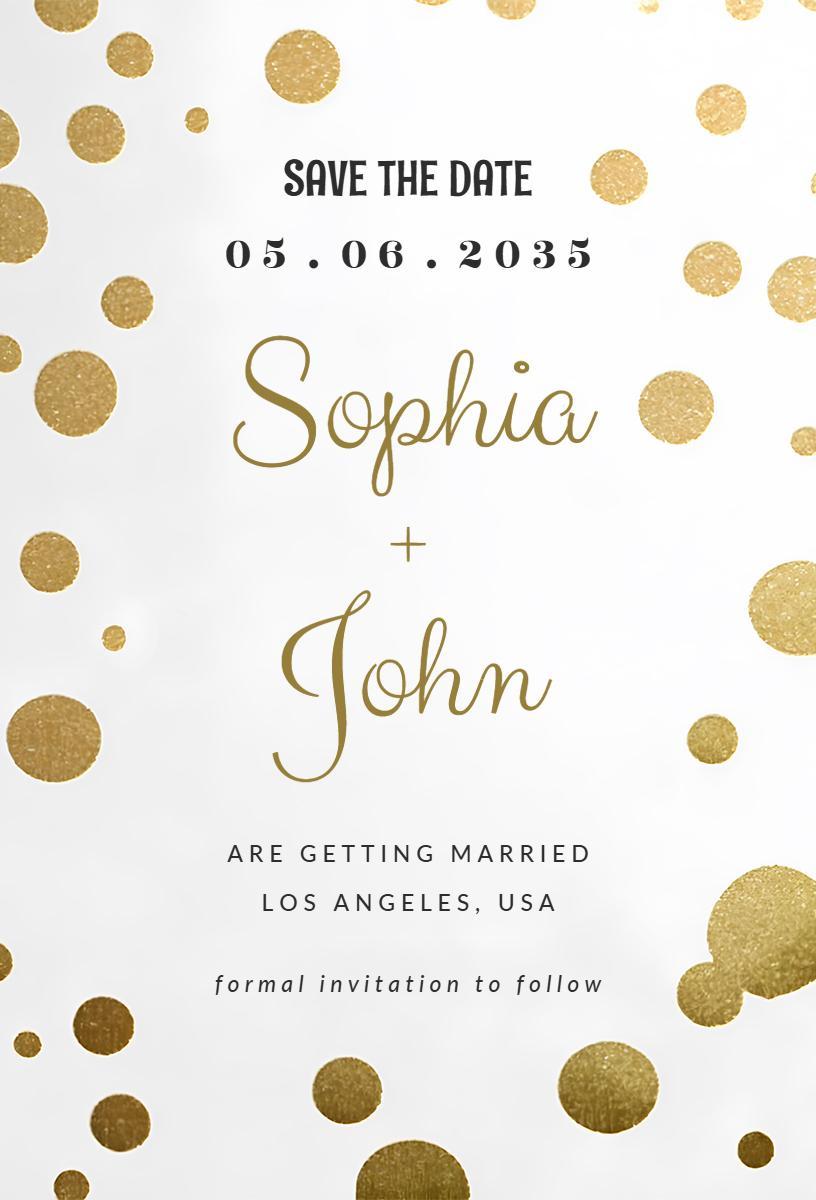 Elegant Gold Polka Dot Save The Date Wedding Invitation Template