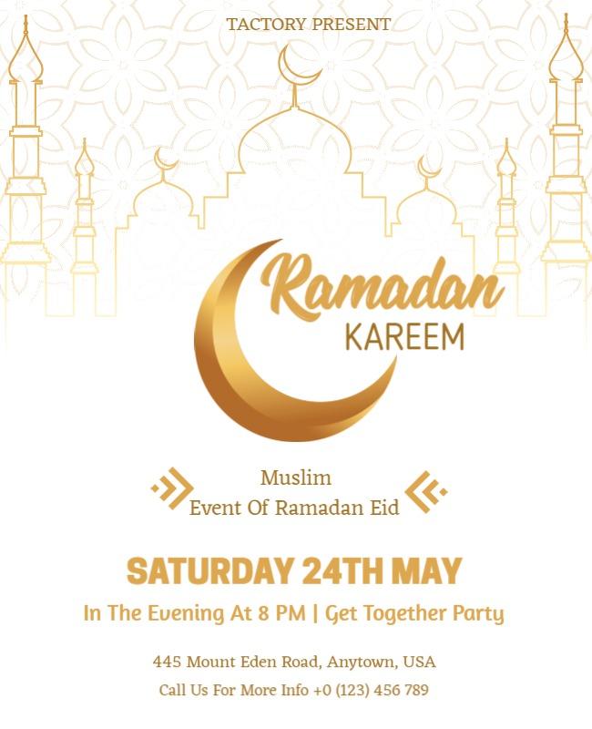 Elegant Gold Ramadan Kareem Celebration Party Poster Template