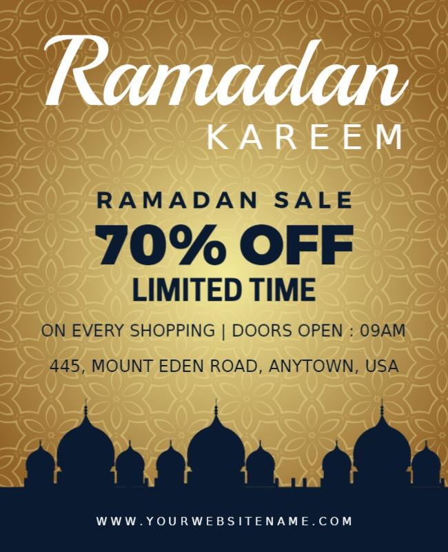 Elegant Gold Ramadan Sale Discount Flyer Template
