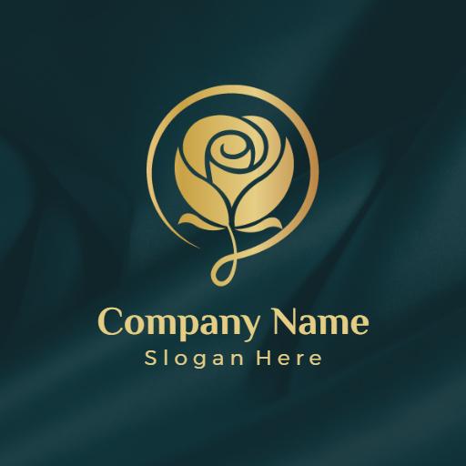 Elegant Gold Rose Design Wrapped in Luxury Fabric Logo Template
