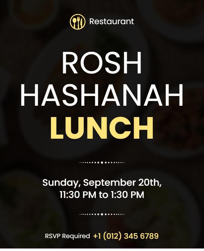 Elegant Gold Rosh Hashanah Lunch Celebration Poster Template