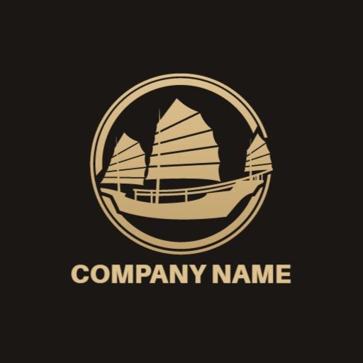 Elegant Gold Sailing Vessels Representing Royal Heritage Logo Template